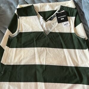 Marimekko x Uniqlo Olive Vneck Sleeveless Stripes Flare Maxi Dress Sz Small NWT